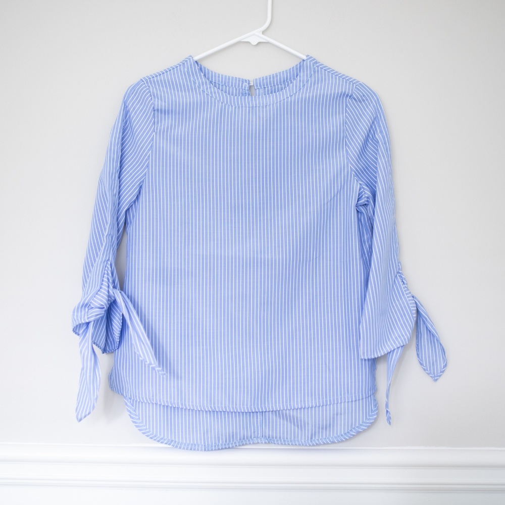 Striped long sleeve blouse
